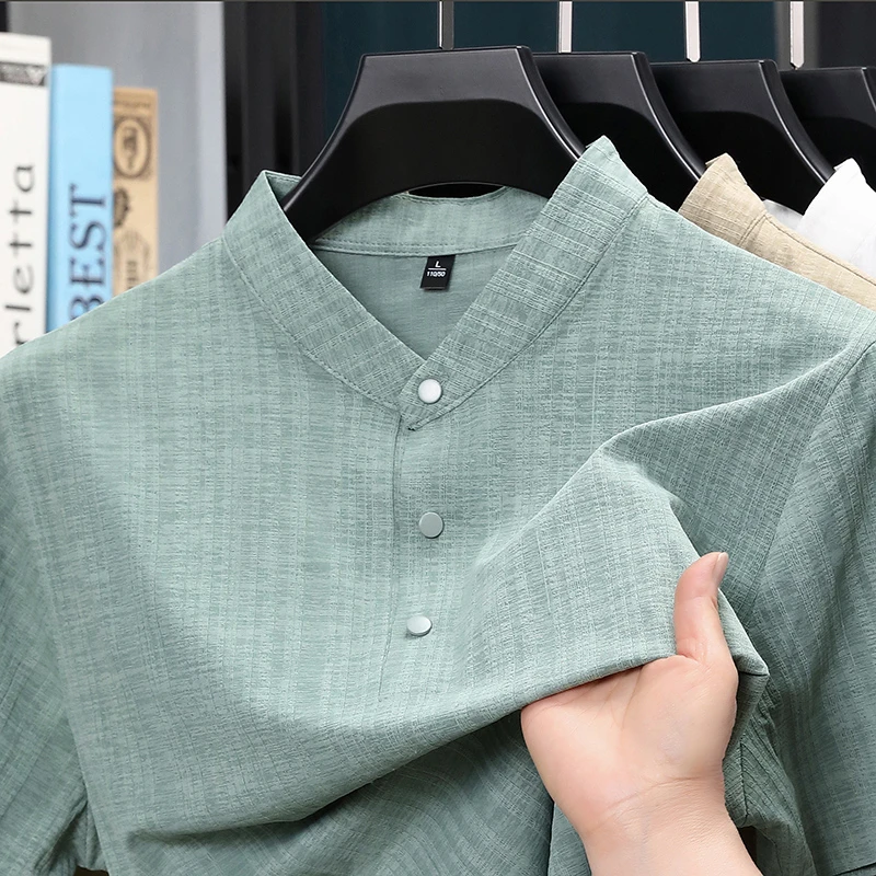 Textiles For Home - Zomer overhemd met opstaande kraag en