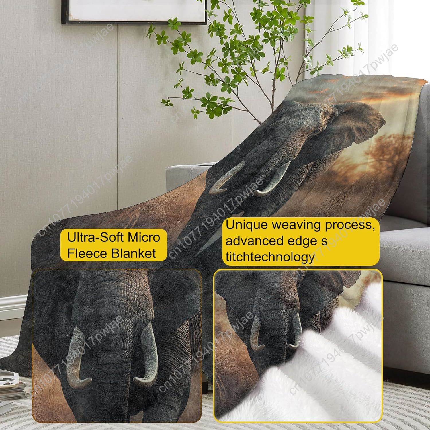 Fleece deken met olifant, real - Home Of Textiles recensie en prijs