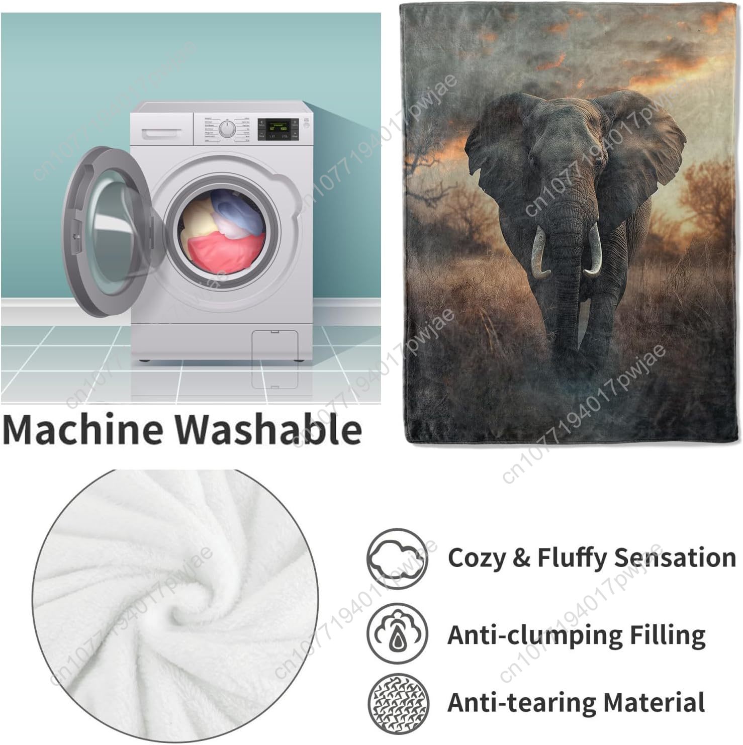 Fleece deken met olifant, real - Home Of Textiles recensie en prijs